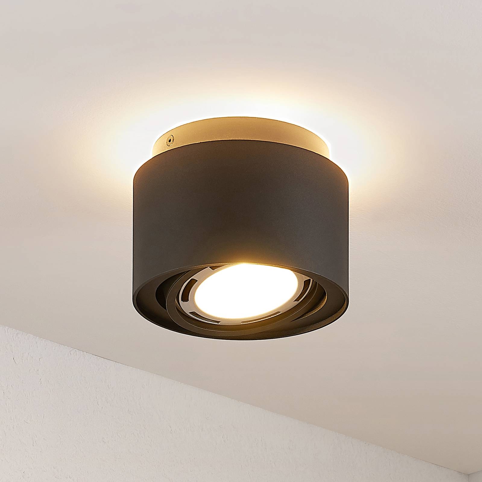 Arcchio Deckenlampe Walisa, Ø 15,35 cm, schwarz, Alu von Arcchio