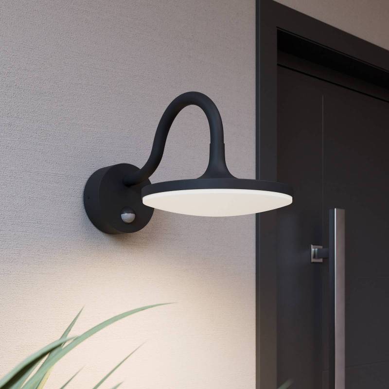 Arcchio LED-Außenwandleuchte Fineria, Ø22 cm, Metall, Sensor von Arcchio
