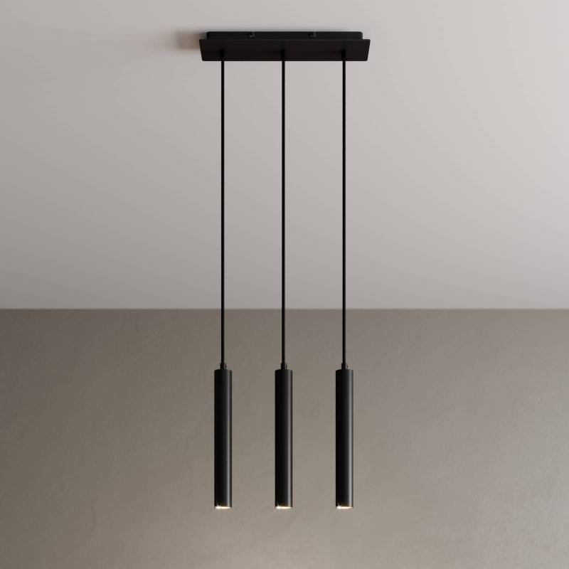 Arcchio LED-Pendelleuchte Franka, 3-flg., lang, schwarz, Alu von Arcchio