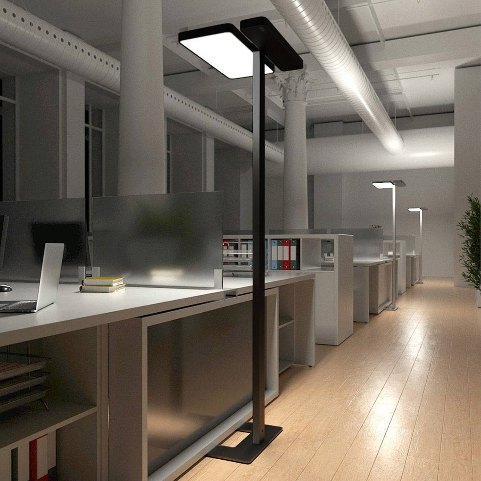Arcchio LED-Bürostehlampe Aila, schwarz, Tageslichtsensor von Arcchio