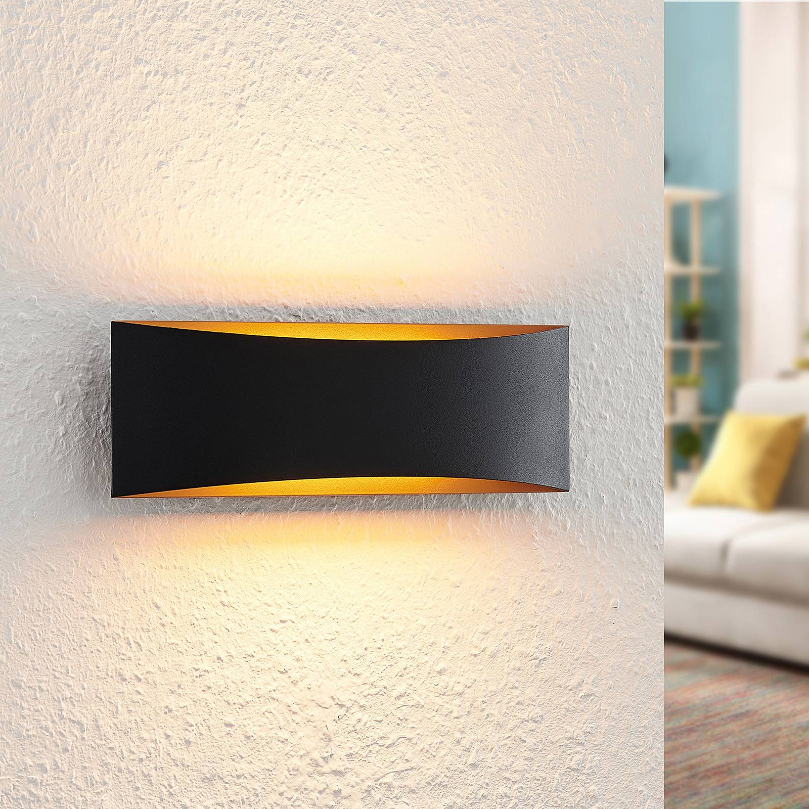 Arcchio LED-Wandleuchte Jelle, 27 cm, schwarz/gold, up/down Arcchio LED-Wandleuchte Jelle, 27 cm, schwarz/gold, up/down von Arcchio