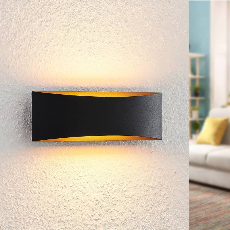 Arcchio LED-Wandleuchte Jelle, 27 cm, schwarz/gold, up/down von Arcchio