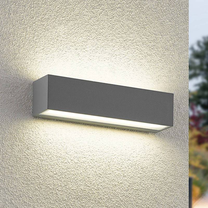 Arcchio LED-Außenwandlampe Lengo, 25 cm, grau, up/down, CCT von Arcchio