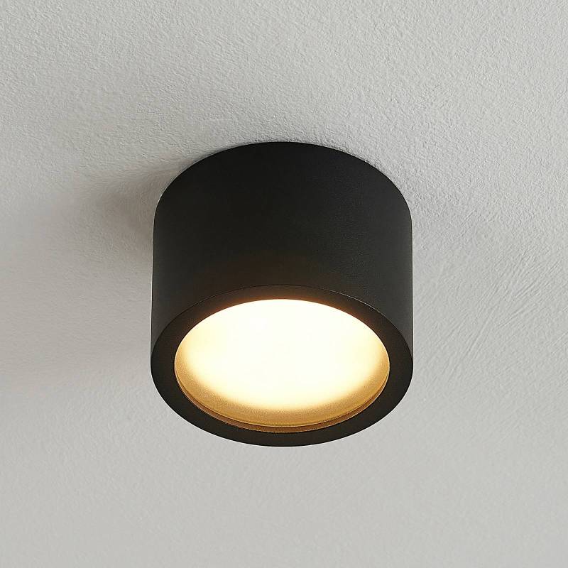 Arcchio Downlight Nieva, GX53, schwarz, rund, Ø 10cm, Metall von Arcchio