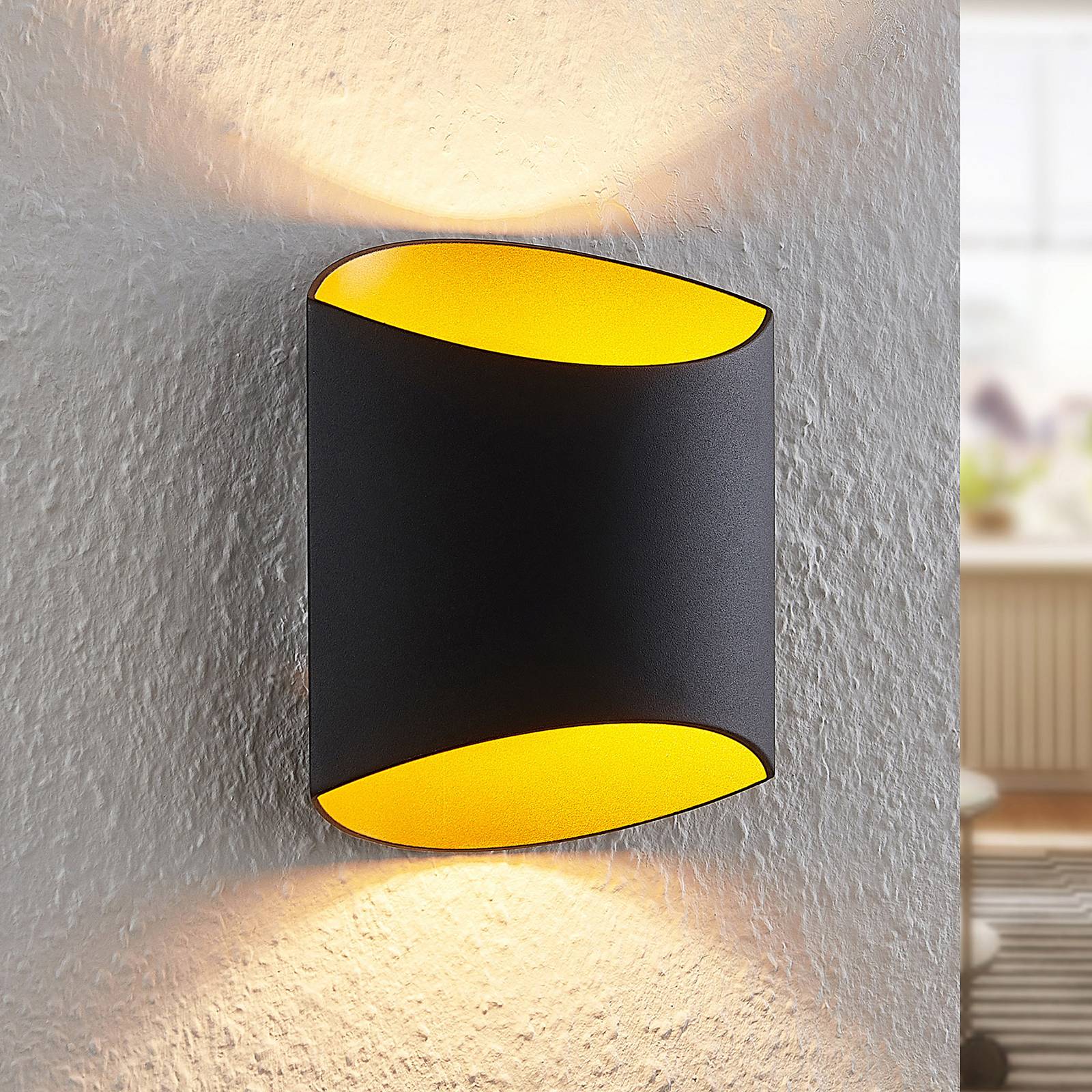 Arcchio Vilja Wandleuchte, schwarz, gold, oval Arcchio Vilja Wandleuchte, schwarz, gold, oval von Arcchio