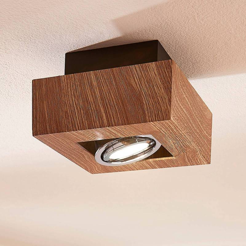 Arcchio Strahler Vince, 14 x 14 cm, holzfarben, Metall, GU10 von Arcchio
