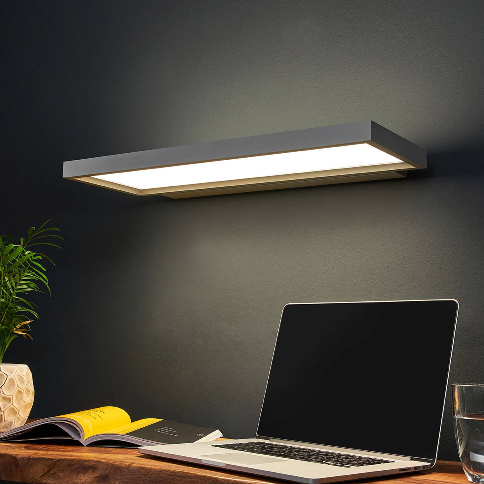LED-Büro-Wandleuchte Rick, grau, universalweiß LED-Büro-Wandleuchte Rick, grau, universalweiß von Arcchio