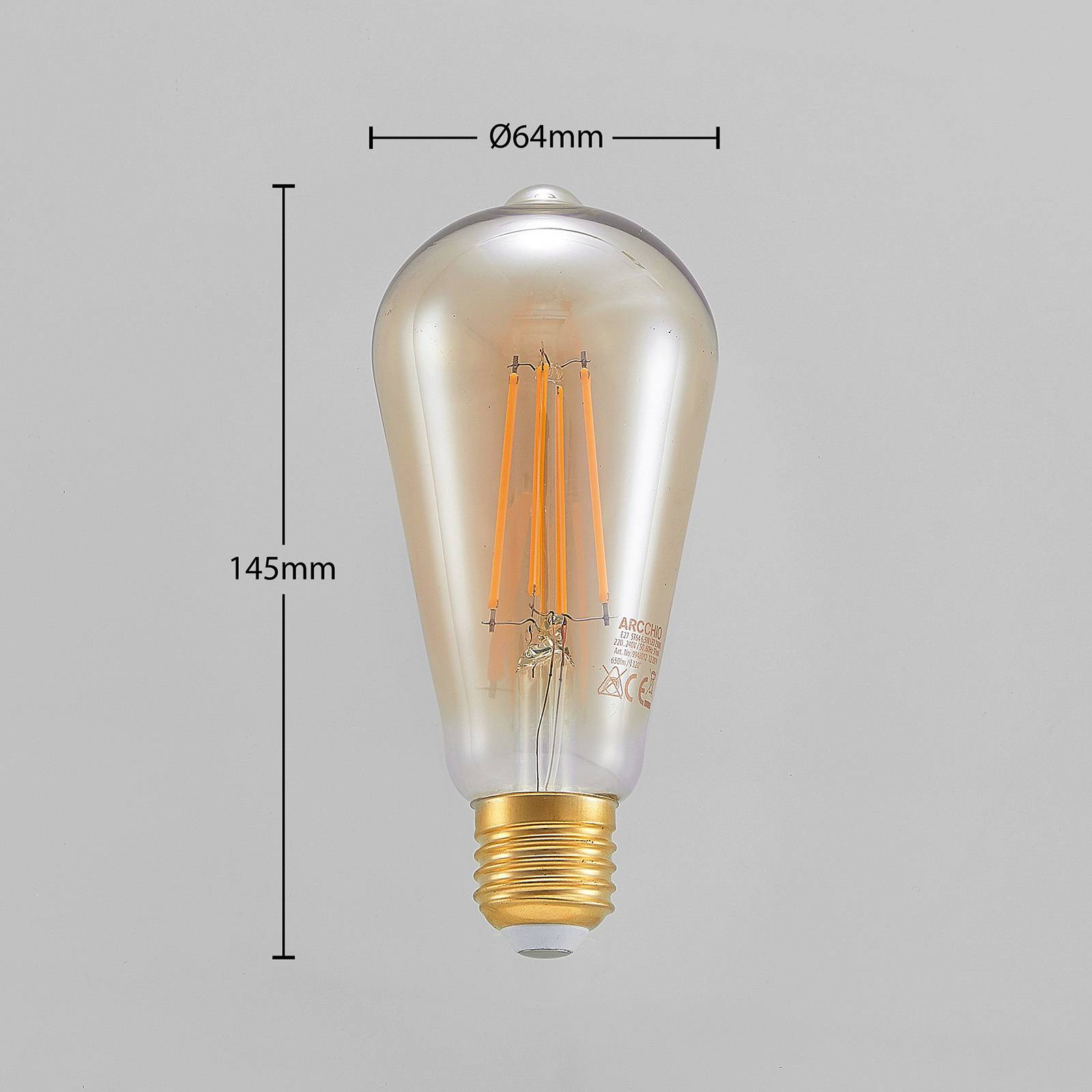 LED-Lampe E27 ST64 6,5W 2.500K amber 3-Step-Dimmer von Arcchio