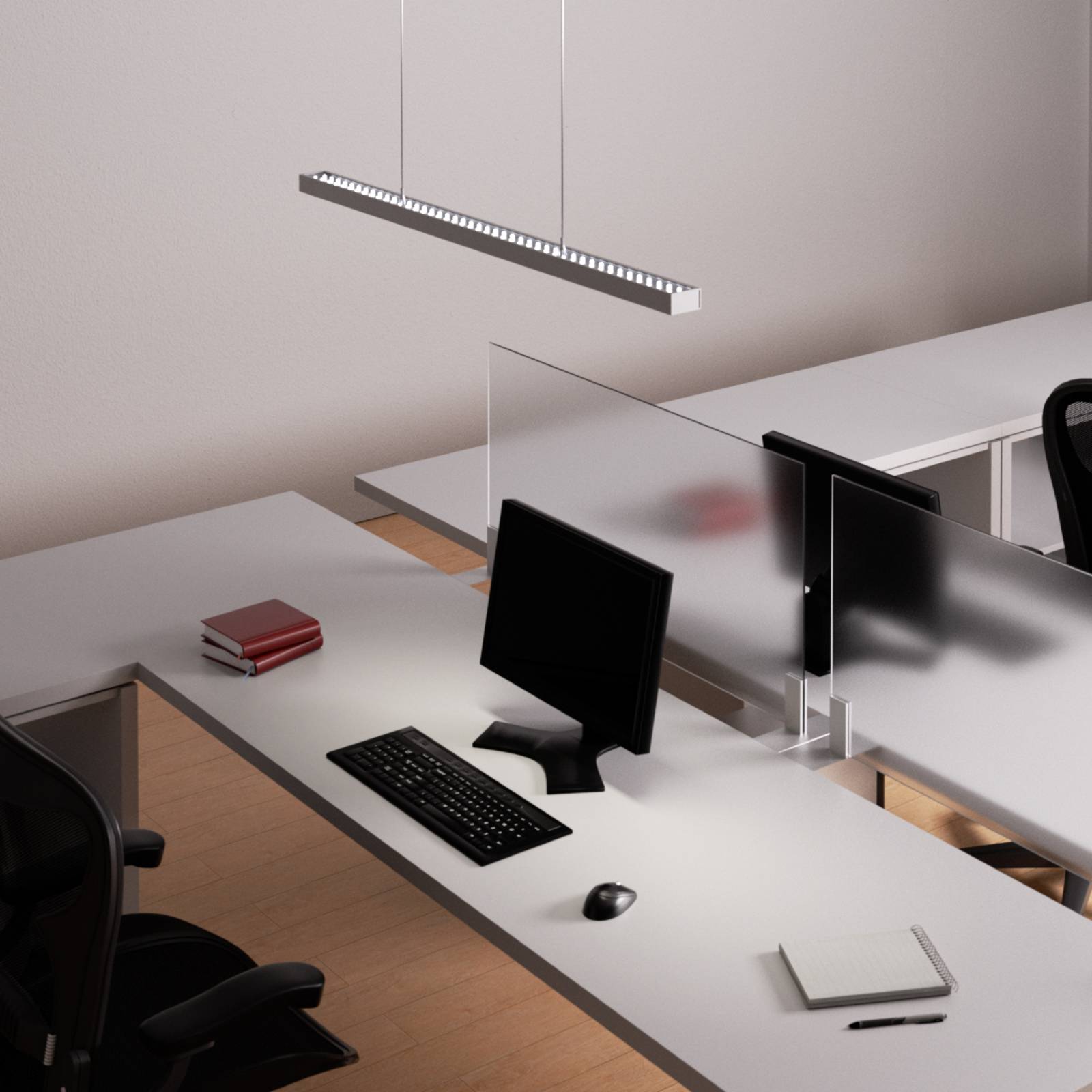 LED-Pendellampe Jolinda fürs Büro, silber von Arcchio