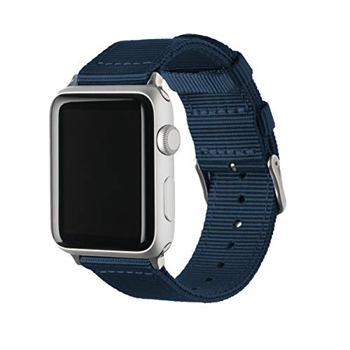 Archer Watch Straps - Nylon Uhrenarmband für Apple Watch - Navy Blau/Edelstahl, 38/40/41mm von Archer Watch Straps