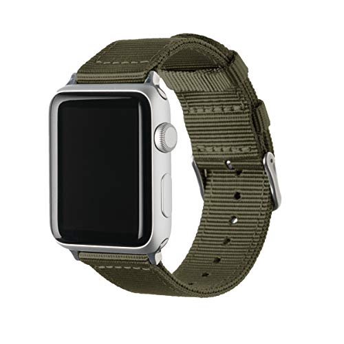Archer Watch Straps - Nylon Uhrenarmband für Apple Watch - Olivgrün/Edelstahl, 38/40/41mm von Archer Watch Straps