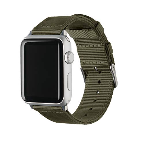 Archer Watch Straps - Nylon Uhrenarmband für Apple Watch - Olivgrün/Edelstahl, 42/44/45/49mm von Archer Watch Straps