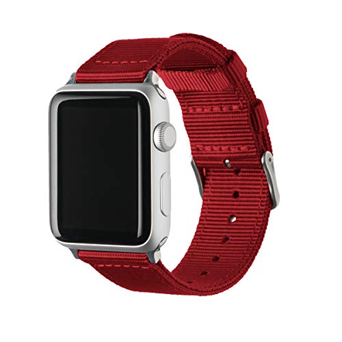 Archer Watch Straps - Nylon Uhrenarmband für Apple Watch - Rot/Edelstahl, 38/40/41mm von Archer Watch Straps