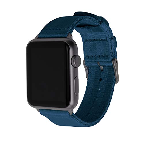 Archer Watch Straps - Premium-Uhrenarmbänder aus Nylon-Sitzgurtmaterial für die Apple Watch (Navy Blau/Space Grau, 42/44/45mm) von Archer Watch Straps