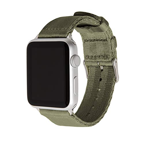 Archer Watch Straps - Premium-Uhrenarmbänder aus Nylon-Sitzgurtmaterial für die Apple Watch (Olivgrün/Edelstahl, 38/40/41mm) von Archer Watch Straps