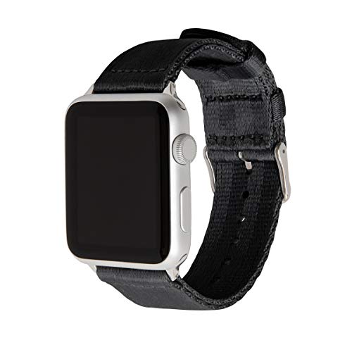 Archer Watch Straps - Premium-Uhrenarmbänder aus Nylon-Sitzgurtmaterial für die Apple Watch (Schwarz/Edelstahl, 42/44/45mm) von Archer Watch Straps