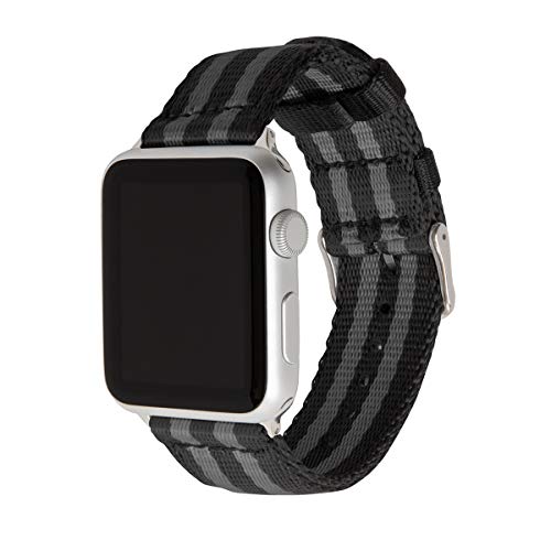 Archer Watch Straps - Premium-Uhrenarmbänder aus Nylon-Sitzgurtmaterial für die Apple Watch (Schwarz und Grau (James Bond)/Edelstahl, 38/40/41mm) von Archer Watch Straps