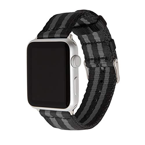 Archer Watch Straps - Premium-Uhrenarmbänder aus Nylon-Sitzgurtmaterial für die Apple Watch (Schwarz und Grau (James Bond)/Edelstahl, 42/44/45mm) von Archer Watch Straps
