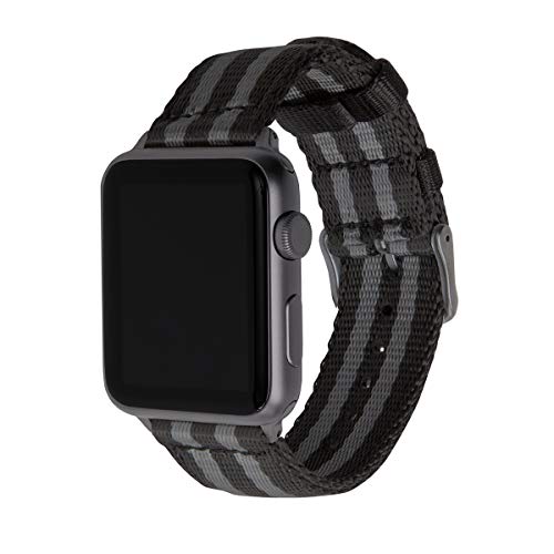 Archer Watch Straps - Premium-Uhrenarmbänder aus Nylon-Sitzgurtmaterial für die Apple Watch (Schwarz und Grau (James Bond)/Space Grau, 42/44/45mm) von Archer Watch Straps