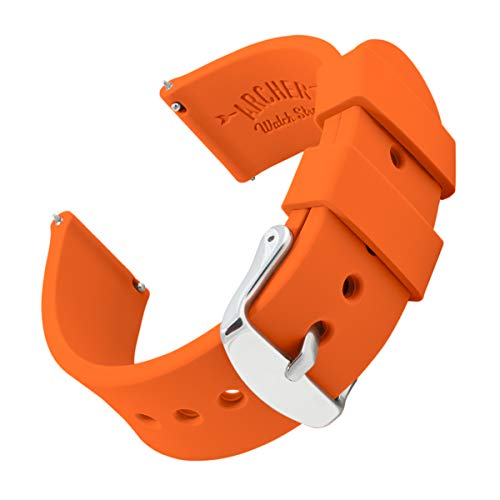 Archer Watch Straps - Uhrenarmbänder aus Silikon mit Schnellverschluss - Portland Orange, 22mm von Archer Watch Straps