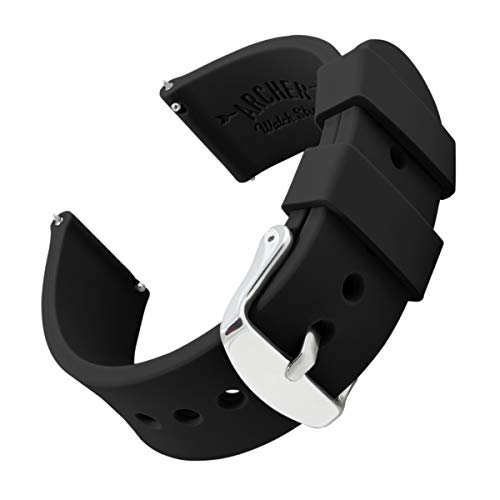 Archer Watch Straps - Uhrenarmbänder aus Silikon mit Schnellverschluss - Schwarz, 18mm von Archer Watch Straps