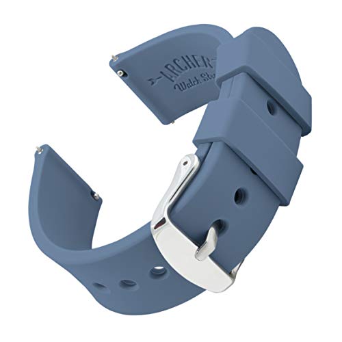 Archer Watch Straps - Uhrenarmbänder aus Silikon mit Schnellverschluss - Stahlblau, 22mm von Archer Watch Straps