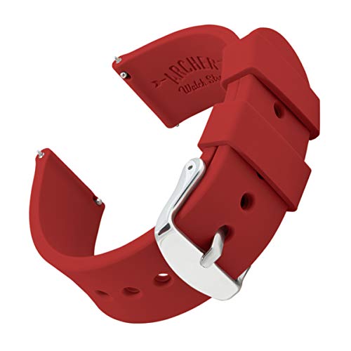 Archer Watch Straps - Uhrenarmbänder aus Silikon mit Schnellverschluss - Venezianisch Rot, 22mm von Archer Watch Straps