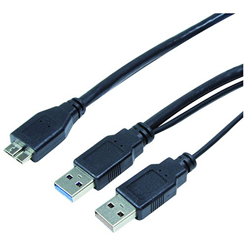 Archgon, Y-Kabel USB 3.1 Gen 1 (USB 3.0) - 2X Typ-A Stecker zu 1x Micro B Stecker, schwarz, beide Kabelenden 0,45 m von Archgon