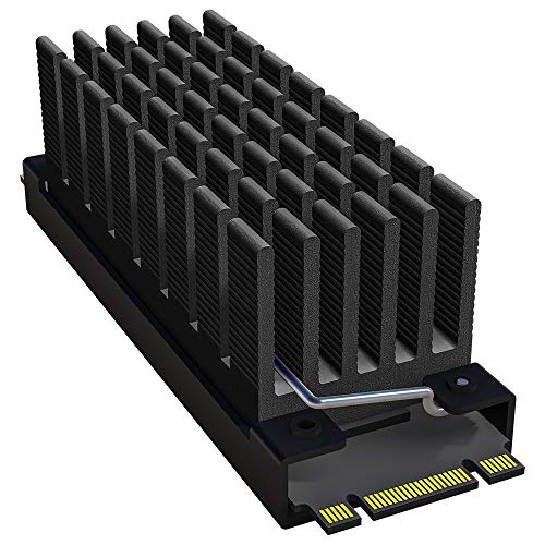 Archgon HS-0130 Kühlkörper für M.2 SSD 2280 PCIe NVMe/SATA Kühler, 25 mm Bauhöhe, deckt 57 mm ab, Aluminium, 2X Wärmeleitpad, Federbügel Befestigung, passiv, Schwarz von Archgon