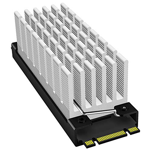 Archgon HS-0130 Kühlkörper für M.2 SSD 2280 PCIe NVMe/SATA Kühler, 25 mm Bauhöhe, deckt 57 mm ab, Aluminium, 2X Wärmeleitpad, Federbügel Befestigung, passiv, Silber von Archgon