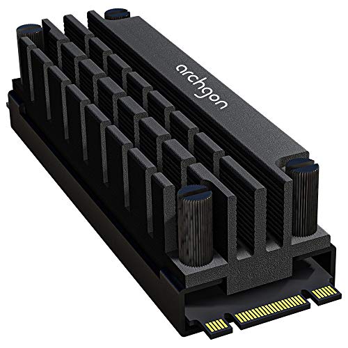 Archgon HS-1110 Kühlkörper für M.2 SSD 2280 PCIe NVMe/SATA Kühler, 20 mm Bauhöhe, Aluminium, 2X Wärmeleitpad, Schrauben Befestigung, passiv, Schwarz von Archgon