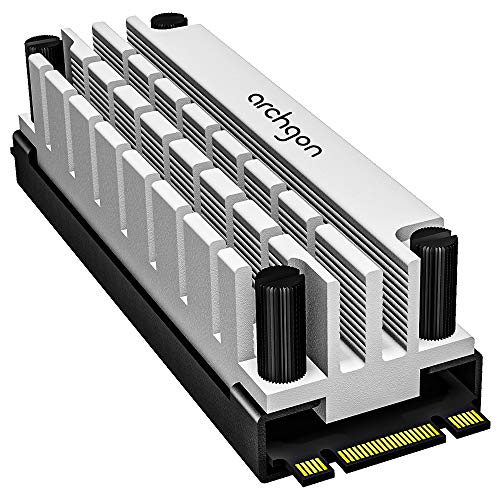 Archgon HS-1110 Kühlkörper für M.2 SSD 2280 PCIe NVMe/SATA Kühler, 20 mm Bauhöhe, Aluminium, 2X Wärmeleitpad, Schrauben Befestigung, passiv, Silber von Archgon