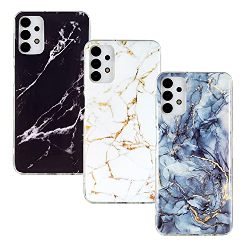 3 Stück Silikon Hülle für Samsung Galaxy A13 4G Marmor Muster Handyhülle, Weich Dünn Flexible TPU Bumper Schutzhülle Kratzfest Stoßfest Cover Marble Case 3er Set (Schwarz + Weiß + Grau) von Archi