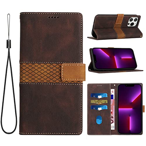 Archi Klapphülle iPhone 14 Pro Max Handyhülle Kompatibel mit iPhone 14 Pro Max Hülle Leder Tasche [Standfunktion] [Kartenfach] Stoßfeste Schutzhülle Flip Case Cover (Braun) von Archi