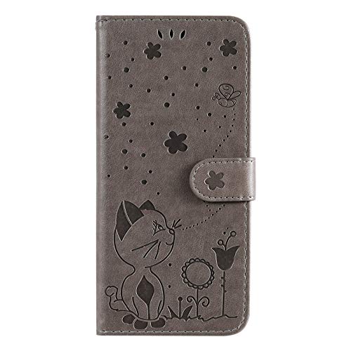 Archi Klapphüllen Kompatibel mit Google Pixel 7 Pro Lederhülle mit Kartensteckplätze, Brieftasche Handytasche Standfunktion Schutzhülle Stoßfeste Flip Cover Süße Katze Muster Case (Grau) von Archi