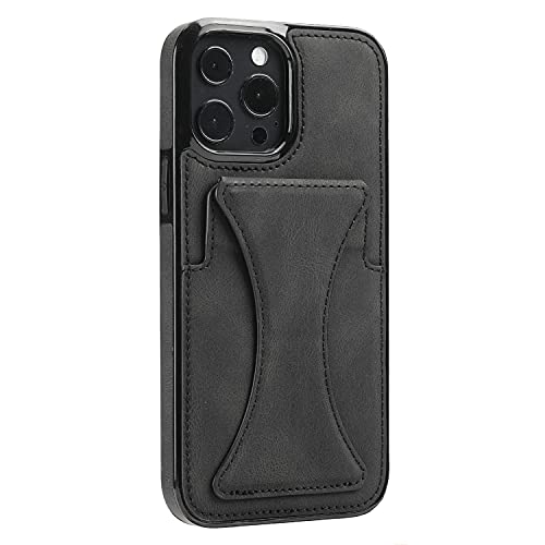 Archi Lederhülle Kompatibel für iPhone 13 Pro Max, Premium PU Leder Handyhülle Ultra Dünn Wallet Case Ledertasche Kratzfest Schutzhülle Backcover Creative Kickstand Design Ständer Hülle-Schwarz von Archi