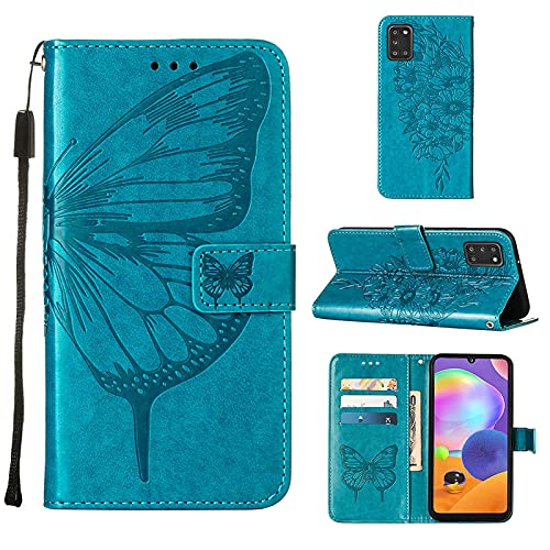 Handyhülle Kompatibel für Samsung Galaxy A21S, Flip PU Lederhülle Stand Funktion Magnet Klappbar Wallet Case Ledertasche Schutzhülle Großer Schmetterling Muster Stoßfeste Bumper Cover-Blau Handyhülle Kompatibel für Samsung Galaxy A21S, Flip PU Lederhülle Stand Funktion Magnet Klappbar Wallet Case Ledertasche Schutzhülle Großer Schmetterling Muster Stoßfeste Bumper Cover-Blau von Archi