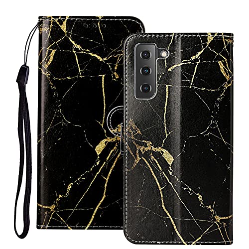 Klapphülle Galaxy S22 Plus 5G Handyhülle Kompatibel mit Samsung Galaxy S22 Plus 5G Hülle Marmor Muster Leder Tasche [Standfunktion] [Kartenfach] Stoßfeste Schutzhülle Flip Case Cover (Schwarz Marmor) von Archi