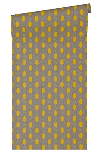 Architects Paper Vliestapete Absolutely Chic Tapete geometrisch grafisch 10,05 m x 0,53 m gelb grau beige Made in Germany 369732 36973-2 von Architects Paper