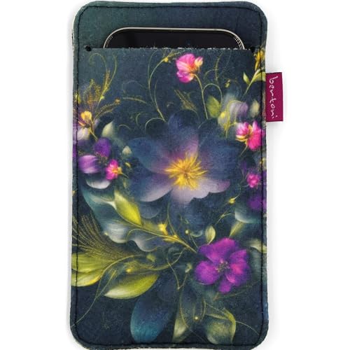 Arco Design Handytasche bertoni aus Filz und Stoff für Smartphone z.B. iPhone 15/14/14 Pro Max/13/13 Pro/12/11, Galaxy S23/S22+/S21+/S20, Redmi, Pixel 7/6 - Damen Handysocke Bunt (Maura, Normal) von Arco Design