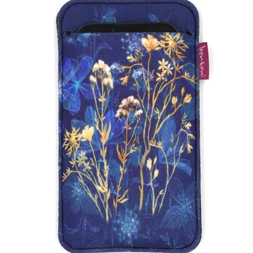Arco Design Handytasche bertoni aus Filz und Stoff für Smartphone z.B. iPhone 15/14/14 Pro Max/13/13 Pro/12/11, Galaxy S23/S22+/S21+/S20, Redmi, Pixel 7/6 - Damen Handysocke Bunt (Midnight, Normal) von Pvmn