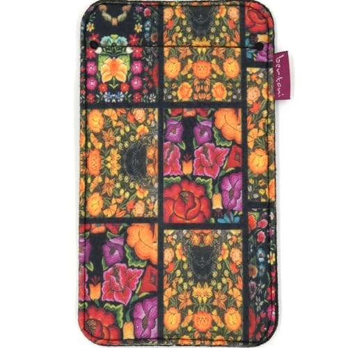 Arco Design bertoni Frida Handysocke aus Stoff und Filz z.B. für iPhone, Galaxy, Pixel Smartphone Tasche - bunte Handytasche mit Motiv (Frida Flowers, 10x17,5 cm) von Arco Design