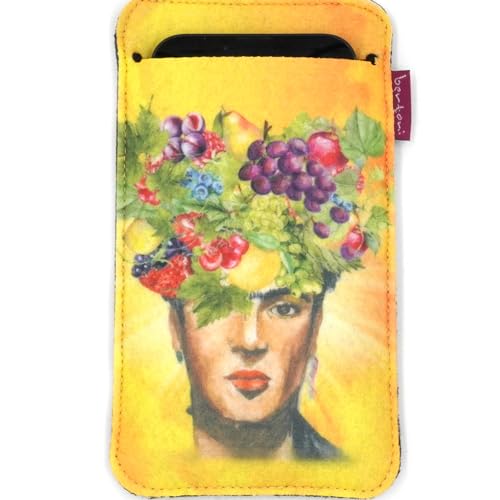 Arco Design bertoni Frida Handysocke aus Stoff und Filz z.B. für iPhone, Galaxy, Pixel Smartphone Tasche - bunte Handytasche mit Motiv (Fructa, 10x17,5 cm) von Arco Design