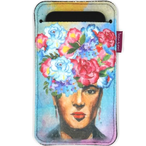 Arco Design bertoni Frida Handysocke aus Stoff und Filz z.B. für iPhone, Galaxy, Pixel Smartphone Tasche - bunte Handytasche mit Motiv (Libera, 10x17,5 cm) von Arco Design