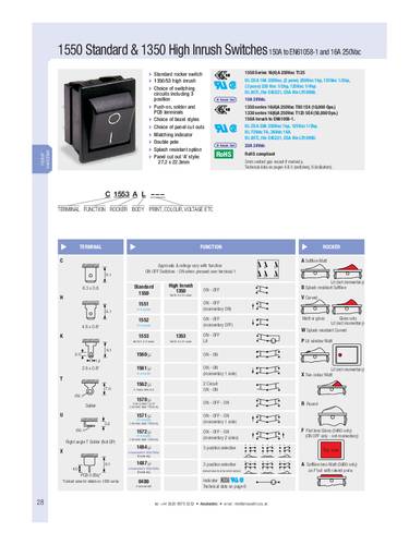 Arcolectric (Bulgin Ltd.) C1353AHNAB Wippschalter C1353AHNAB 250V 16A 1 x Aus/Ein rastend 1St. von Arcolectric (Bulgin Ltd.)