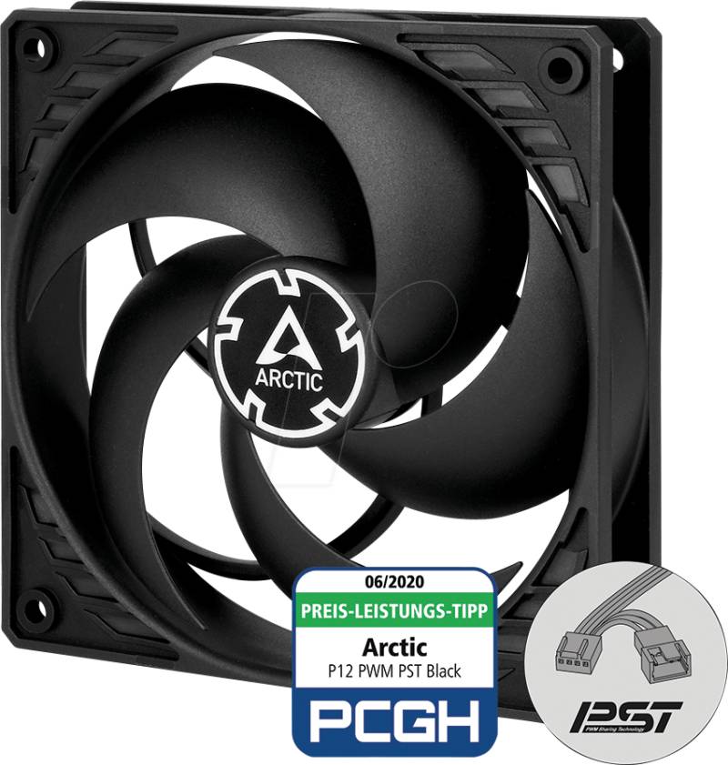 ARCTIC P12 PST - Arctic Gehäuselüfter P12 PWM PST Black, 120 mm von Arctic