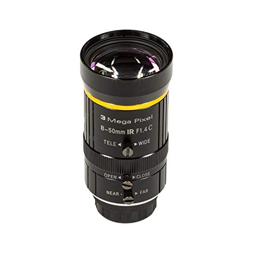 Arducam 8-50 mm C-Mount Zoom-Objektiv für IMX477 Raspberry Pi HQ-Kamera, mit C-CS-Adapter, Industrie-Teleskop-Objektiv von Arducam