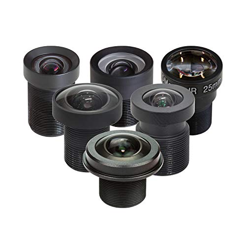 Arducam M12 Objektiv-Set für Raspberry Pi HQ Kamera (Typ 1/2.3), 20 bis 180 Grad Teleobjektiv, Weitwinkel, Fischaugenobjektive mit M12 auf CS-Mount Adapter, Sicherungsring, Reinigungstuch und mehr von Arducam