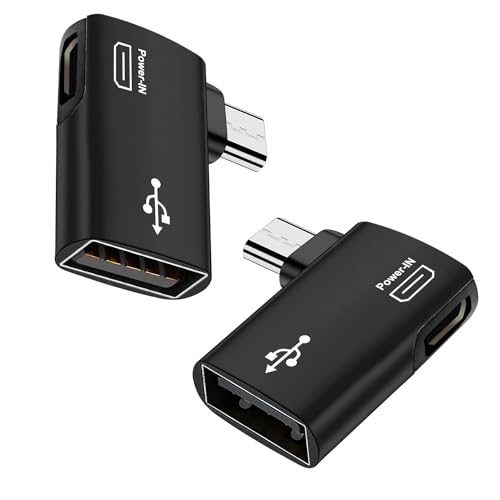 AreMe OTG-Kabel-Adapter für Fire TV Stick, 90 Grad links und rechtwinklig, Micro-USB auf USB-OTG-Adapter für Android-Handys, Tablets und andere Host-Geräte mit Micro-USB, Schwarz, 2 Stück von AreMe