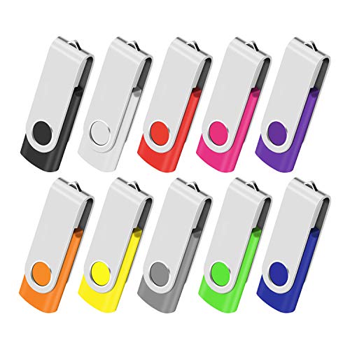 AreTop Plattenspieler USB 2.0 Speicher Flash-Laufwerk mit Speicher für Laptop / PC / Auto, 10 Stück 2GO mehrfarbig von AreTop